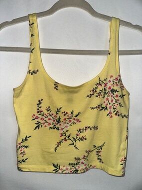 Forever 21 | Yellow Floral Crop Tank Top | XS